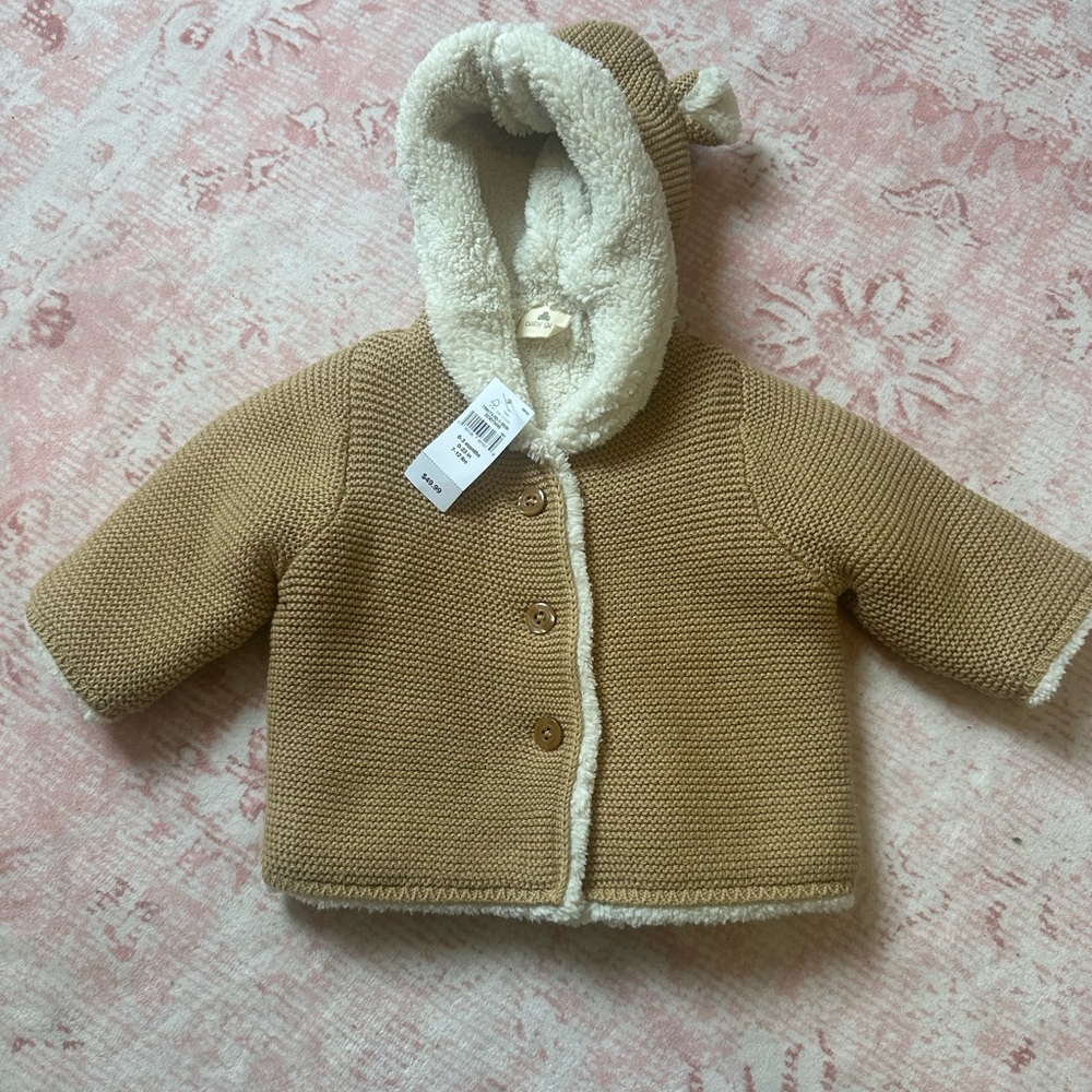 GAP Tan Knit Baby Jacket with Hood